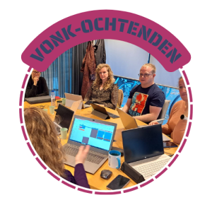 Foto van een vonk-ochtend, geframed in de Vonk huisstijl.